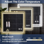 2 Pack 26“ x 26” LED Mirror for Bathroom Anti-Fog Dimmable 3 Colors LED Bathroom Mirror with Lights Memory Function Smart Mirror Touch Sensor Square Wall Mounted