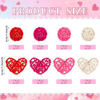 NOVWANG 40 Pcs Valentine's Day Rattan Balls Decorative, Centerpieces Vase Filler Heart Wicker Ball for Valentine's Day Wedding Party Decoration Table Hanging Decor DIY Crafts (Red, Rose, Pink, White)