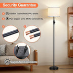 【Upgraded】 Dimmable Floor Lamp, Modern Floor Lamps Simple Design with White Shade for Living Room, Tall Standing Lamp for Bedroom Office Dining Room, Black Pole Lamp