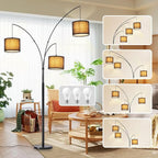 DLLT Modern Floor Lamp for Room: 3-Light Black Tree Dimmable Floor Lamps with Black Shades for Living Room - Arc Standing Lamp for Bedroom - Tall Floor Lamp for Office Corner 3 LED Bulbs Included