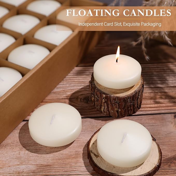 3 inch Floating Candles 30 Packs Ivory Floating Candle for Centerpieces 8-9 Hours Ivory White Floating Candles 3” Water Candles for Cylinder Vases, Pool, Wedding
