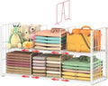 Stackable Closet Storage Shelf, Adjustable Divider Clothes Shelves Organizer for Jeans Pant Shirt Sweater Bag Purse Shoe, Clothing Shelving Rack for Bedroom RV Wardrobe Closet System-White