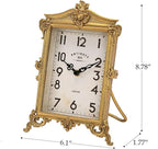 NIKKY HOME Vintage Gold Table Clock, Silent Non-Ticking Battery Operated Retro Desk Shelf Mantel Small Metal Clock for Living Room Decor