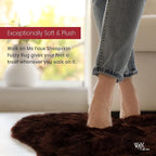 Silky Soft Faux Fur Rug, 5 ft. x 7 ft. Brown Fluffy Rug, Made in France, Sheepskin Area Rug, Shaggy Rug for Living Room, Bedroom, Kid's Room, or Nursery, Home Décor Accent with with Non-Slip Backing