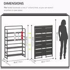 4NM No Assembly Extra Wide 4 Tiers Folding Bookshelf Storage Shelves Vintage Bookcase Standing Racks Study Organizer Home Office (All Black)
