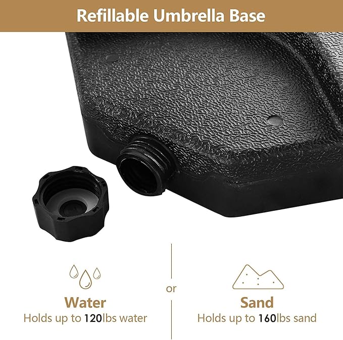 Giantex 4-Piece Cantilever Umbrella Base, 203 lbs Patio Offset Umbrella Base, Sand & Water Filled, Round Outdoor Market Umbrella Weights with Carry Handles for Garden Backyard Poolside