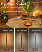 Portable Led Cordless Lamp Table Light 2 Pack, Rechargeable 6000mAh Battery Outdoor Table Lamp for Dinning Restaurant Patio Bedroom Camping, IP54 Waterproof, Dimmable