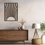 SIGNLEADER Metal Wall Art Decor Bronze Shining Sun Minimalist Modern Abstract Wall Sculpture Hangings Home Decoration for Living Room, Bedroom, Bathroom, Kitchen, Outdoor - 18" Bronze