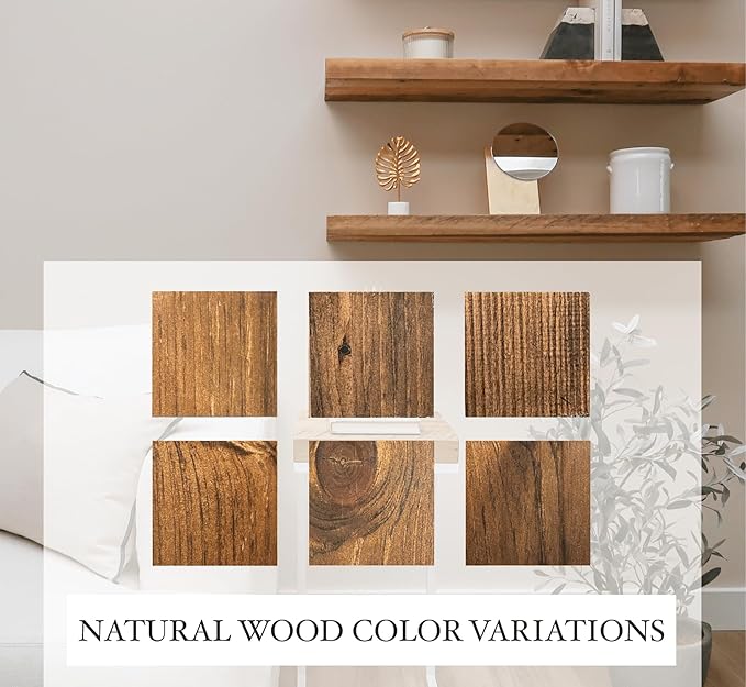 Urbandi Modern Floating Shelves 3 Inches Thick for Wall, Wide Shelves for Kitchen, Living Room, Bedroom, and Bathroom, Natural Pine Wood, Rustic Wooden Shelf, (Set of 2) (Provincial, 48Lx3Hx8D)