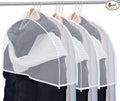 Patelai 8 Pcs 4" Gusseted Plastic Shoulder Covers for Hanging Clothes Coat Covers for Closet Clear Garment Breathable Bag for Jacket Clothing Coat Dress (Semi-transparent)