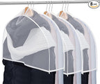 Patelai 8 Pcs 4" Gusseted Plastic Shoulder Covers for Hanging Clothes Coat Covers for Closet Clear Garment Breathable Bag for Jacket Clothing Coat Dress (Semi-transparent)