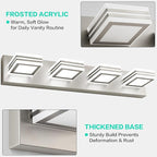 SOLFART Bathroom Vanity Light Over Mirror - 4 Light Led Vanity Light Fixture 26inch Matt Lights for Medicine Cabinet