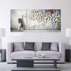 Novatique Graffiti Canvas Wall Art Banksy Wall Art Street Style Artwork Colorful Girl Butterfly Graffiti Decor Pop Pictures Painting for Living Room Office Wall Decor,20x28inchx3pcs