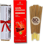 Christmas Candy Cinnamon Incense Stick - (80 Sticks) Spicy, Creamy Vanilla and Flavorful Tangerine | Charcoal Free, Made from Upcycled Flowers | Fall Incense Sticks for Holiday Fun
