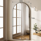 HARRITPURE 71"x30" Arched Full Length Mirror Free Standing Leaning Hanging Mounted Mirrors Aluminum Frame Modern Simple Home Decor for Living Room Bedroom Cloakroom, Black