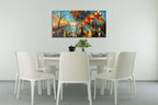 Alenoss 3D Oil Paintings 48x24 Inches Hand Painted Abstract Landscape Romantic Canvas Wall Paintings Home Decorations Texture Framed Wall Art for Living Room Bedroom Wall Decor Ready to Hang
