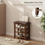 Shoe Bench with Leather Cushion,Wood Bench with Shoe Rack,3-Tier Shoe Storage Organizer for Entryway,Hallway,Living Room (Brown, 3-Tier-23.6")