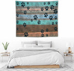 VUMIVI Dog Paw Print Tapestry Rustic Farmhouse Vintage Wood Paneling Home Decor Tapestry Wall Hanging for Living Room Bedroom Dorm Classroom Aesthetic Decor W60xL50in