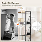 HOOBRO Bookshelf, 3-Tier Industrial Bookcase, Book Shelf Storage Organizer, Small Bookshelf with Metal Frame for Living Room, Bedroom, Home Office, Kitchen, Greige and Black BG71SJ01