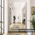 Full Length Mirror with Wheels, 71 "x 40", Black, Nano Film Surface Without Glass, shatterproof, Safe, Lightweight, only 13lbs Easy to Move and Install, for Home Gym, Dance & Yoga Studios.
