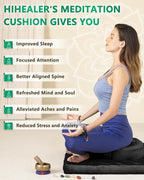 Hihealer Meditation Cushion Set Large Velvet Floor Pillow & Traditional Tibetan Yoga Bolster for Adults Zafu Meditation Mat with Buckwheat Filling (Black)