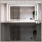 60"x40" LED Mirror for Bathroom, Front and Backlit, Anti-Fog Vanity Mirror with Lights, Stepless Dimmable Lit, 3 Colors Smart Mirror (Horizontal/Vertical)