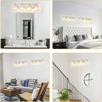 4-Light Modern Bathroom Light Fixture Chrome Vanity Lights Over Mirror Wall Sconce Lighting with K9 Crystal Shades Bathroom Wall Lamp E26 Base for Bedroom, Living Room, Hallway, Cabinet
