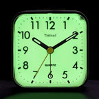 Small Battery Operated Analog Travel Alarm Clock Silent Non Ticking,Gentle Wake, Ascending Beep Sounds, Snooze,Lighted on Demand, Glow in Dark dial,Easy Set
