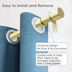 Curtain Rods for Windows 16 to 144 Inches Adjustable Length 1 Inch Diameter Window Curtain Rod with Aluminium Finials, Warm Gold