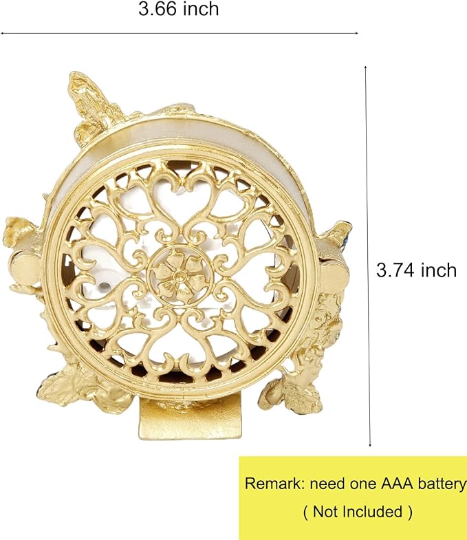 Mini Tabletop Clock, Decorative Vintage Floral Metal Table Clock with Battery Operated for Bedside, Table, Living Room, Home and Office