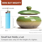 Ashtray with Lid for Outside Patio, Windproof Ash tray, Ceramic Smokeless Ashtray for Outdoor Home Office Tabletop Patio Outdoor Balcony, Green