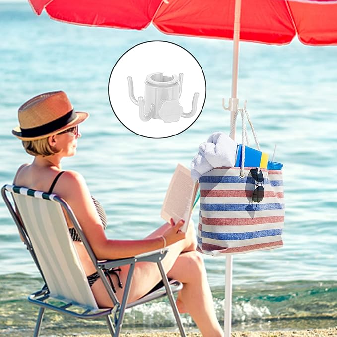 Beach Umbrella Sand Anchor with 4 Legs, Removable & Adjustable Heavy Duty Metal Sun Holder, Outdoor Umbrella Stand Steel Anchor for Beach Grass Sand (Small)