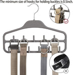 ELONG HOME Belt Hanger Rack Holder for Closet, Sturdy Belt Organizer with 360 Degree Swivel, 11 Large Sturdy Belt Hooks, Non Slip Rubberized Belt Storage, Grey