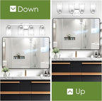 BesLowe 4-Light Bathroom Light Fixtures, Modern Chrome Bathroom Vanity Light, Bathroom Lighting Fixtures Over Mirror, Matte Chrome Bathrom Wall Lamp, Wall Lights for Living Room Bedroom Hallway