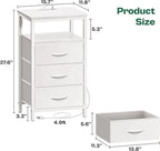 Huuger Night Stand with Charger Station and LED Lights, 3 Drawer Nightstand, Bed Side Table with Open Shelf, End Table, Tall Fabric Dresser for Bedroom, PU Leather, White