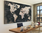 World Map Wall Art Office Decor Pictures for Living Room Black White Wall Decor Home House Decorations Modern Inspirational Artwork