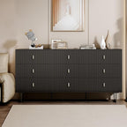 Modern Chest of Drawers with 9 Drawers,Deep Drawers,Clothes Organizer,Large Storage Cabinet for Living Room, Bedroom,Hallway,with Anti-Tipping Device,Dark