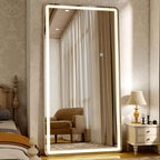 76"x34" LED Full Length Mirror – Standing Floor Mirror with Dimmable Lights 3 Color Modes – Adjustable Brightness, Wall-Mount or Lean for Barber, Fitness Center, Dressing Room, Vanity