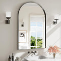 Arch Bathroom Mirror, 30"x48" Wall Mounted Vanity Mirror with Deep Frame, Tempered Glass Decor Mirror for Bathroom, Bedroom, Entryway and Living Room, Hanging or Leaning, Black