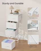 SONGMICS Dresser for Bedroom, Chest of Drawers, Steel, MDF, 4 Non-Woven Fabric Drawers, Storage Organizer Unit, Closet, Entryway, Cloud White and Snow White ULGS314W01S