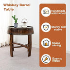 Whiskey Barrel End Table, Handcrafted Oak Wine Barrel Table, Handcrafted Rustic Coffee Table for Farmhouse Living Room Decor