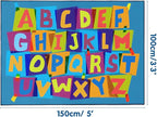 Booooom Jackson Kids Rug ABC Educational Rugs, 4'11x6'67'' Non-Slip Alphabet Carpet Preshool Rug for Kidsroom, Playroom, Daycare, School, Classroom Blue