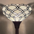 Tiffany Torchiere Floor Lamp,Handcrafted Stained Glass Lamp Shade,Antique Style Standing Corner Light for Living Room and Bedroom