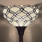 Tiffany Torchiere Floor Lamp,Handcrafted Stained Glass Lamp Shade,Antique Style Standing Corner Light for Living Room and Bedroom