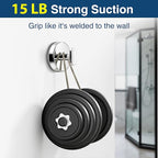 pickpiff Suction Cup Hooks for Shower: 15 LB Strong Wall Hanger for Bathroom, Front Door, Glass, Window, RV, Holder for Towel, Christmas Wreath, Coat, Loofah, Waterproof & Reusable, Silver 10-Pack