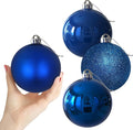 Royal Blue 4.0" Large Christmas Balls - Christmas Tree Decoration Ornaments Shatterproof Hanging Balls for Birthday Halloween Holiday Wedding Decorations Set of 4pcs