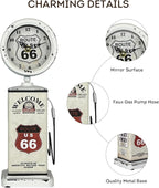 Lily's Home Old Fashioned Route 66 Gas Pump Mantle Clock, Silent-Non-Ticking with Quartz Movement, Makes an Ideal Gift for Antique Sign Collectors, White (13 1/2" x 4 3/4")