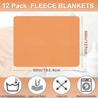 Newwiee 12 Pcs Fleece Throw Blankets Bulk 50'' x 60'' Oeko-tex Standard 100 Certified Spring Outdoor Wedding Guest Blankets Lightweight for Sleepover Donation Lap Pet Sofa Home (Orange)