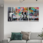 Novatique Banksy Canvas Wall Art Colorful Pop Art Wall Decor Graffiti Art Painting Street Picture Canvas Print for Living Room Bedroom,20" x 28" x 3pcs