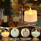 24-Pack Realistic Flameless Tea Lights, Patented Dual-LED Tech (Steady + Flicker) - Battery Operated Warm White Votives for Wedding, Valentine, Home Decor (Ivory Base, 24 Pack)